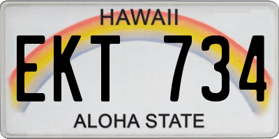 HI license plate EKT734