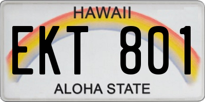 HI license plate EKT801