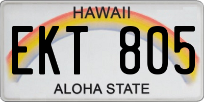 HI license plate EKT805