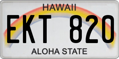 HI license plate EKT820