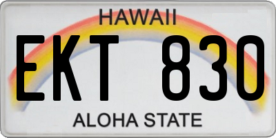 HI license plate EKT830