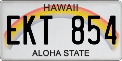 HI license plate EKT854
