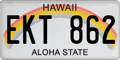 HI license plate EKT862