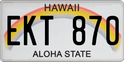 HI license plate EKT870