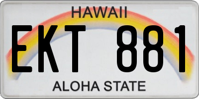 HI license plate EKT881
