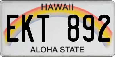 HI license plate EKT892