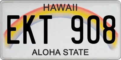 HI license plate EKT908