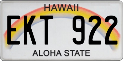 HI license plate EKT922