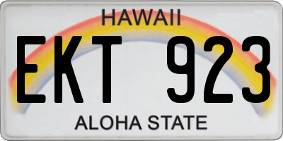 HI license plate EKT923