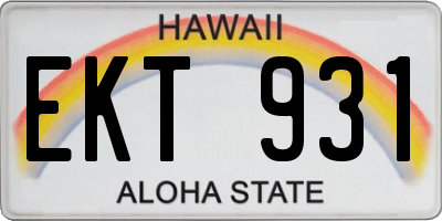 HI license plate EKT931