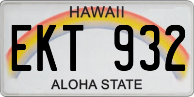 HI license plate EKT932