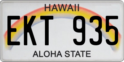 HI license plate EKT935
