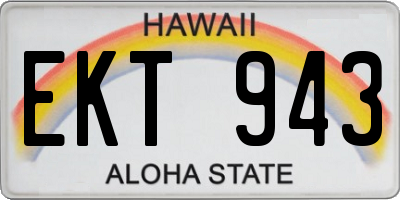 HI license plate EKT943