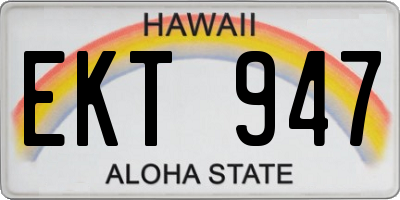 HI license plate EKT947