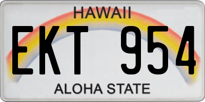 HI license plate EKT954