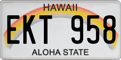 HI license plate EKT958