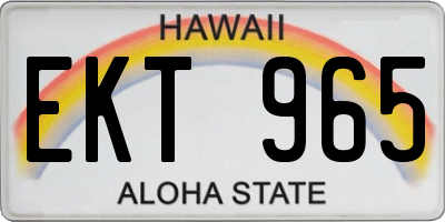 HI license plate EKT965