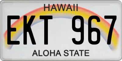 HI license plate EKT967
