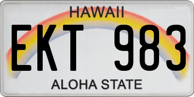 HI license plate EKT983