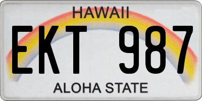 HI license plate EKT987