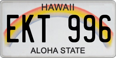 HI license plate EKT996