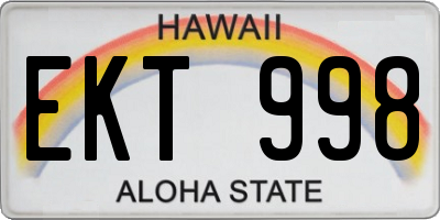HI license plate EKT998
