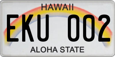 HI license plate EKU002