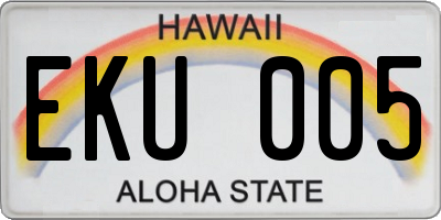 HI license plate EKU005