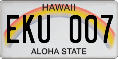 HI license plate EKU007