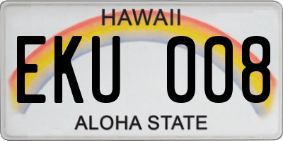 HI license plate EKU008