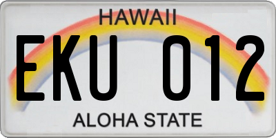 HI license plate EKU012