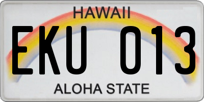 HI license plate EKU013