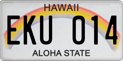 HI license plate EKU014