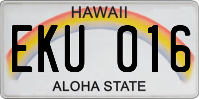 HI license plate EKU016