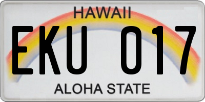 HI license plate EKU017