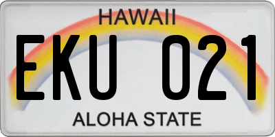 HI license plate EKU021