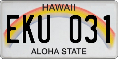 HI license plate EKU031