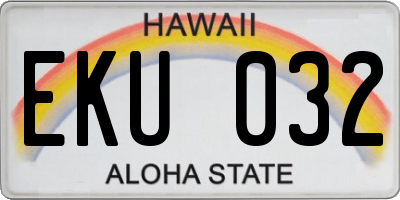 HI license plate EKU032