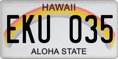 HI license plate EKU035