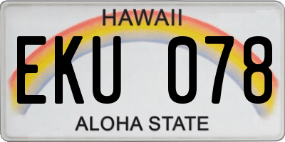 HI license plate EKU078