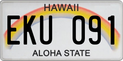 HI license plate EKU091