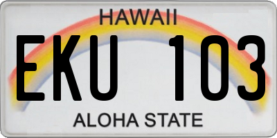 HI license plate EKU103