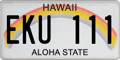 HI license plate EKU111