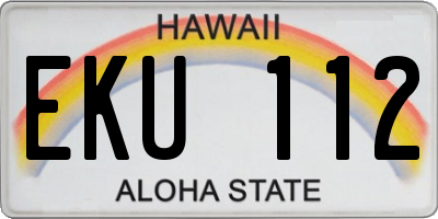 HI license plate EKU112