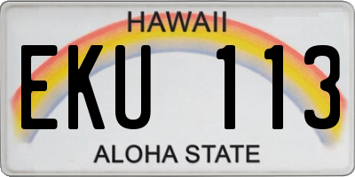 HI license plate EKU113