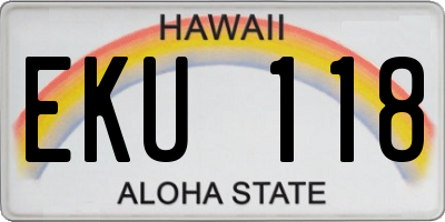 HI license plate EKU118