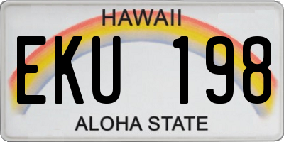 HI license plate EKU198