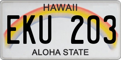 HI license plate EKU203