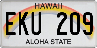 HI license plate EKU209