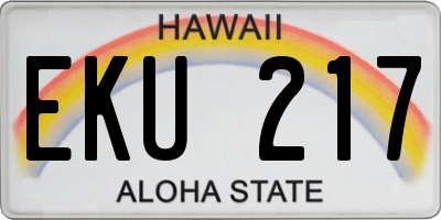 HI license plate EKU217